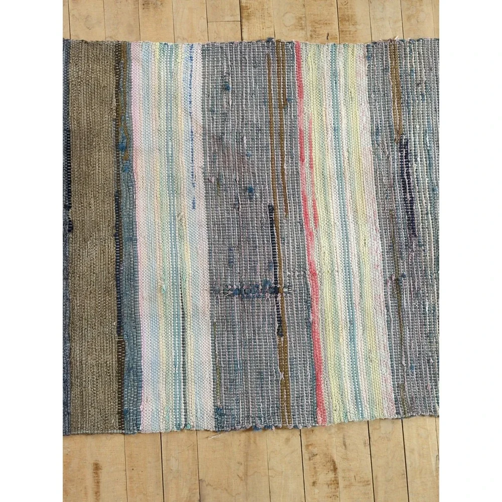 Antique Imported Swedish Hand‎ Made Rag Rug Runner (25.75